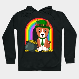 Basenji Rainbow Irish Clover St Patrick Day Dog Gift design Hoodie